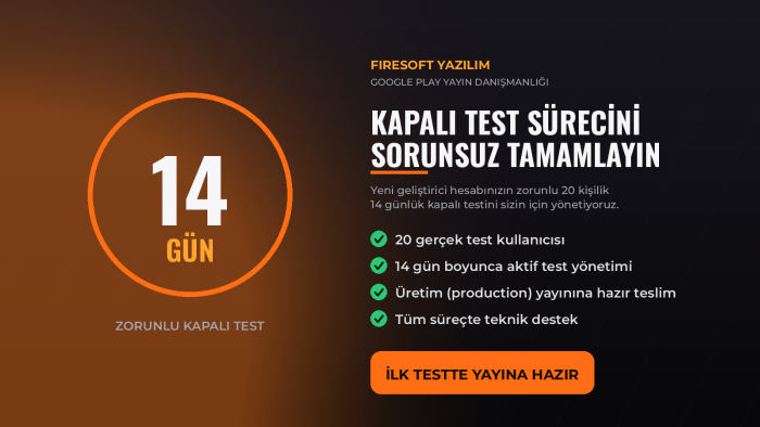google play 14 gün kapalı test onay hizmeti sağlarım