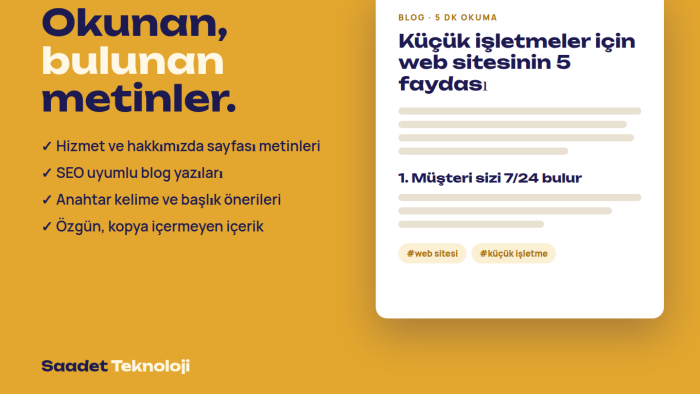 web siteniz için ikna edici ve seo uyumlu metinler yazarım