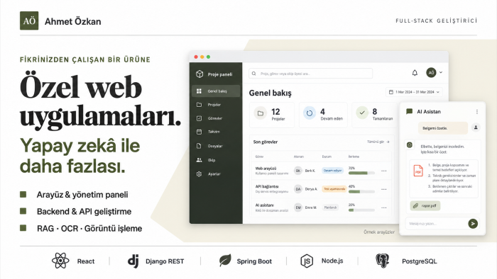 özel web uygulamaları ve yapay zeka modülleri kodlayabilirim