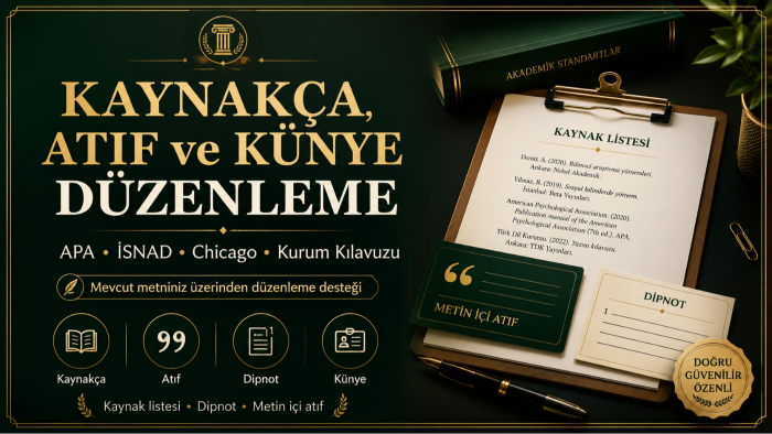kaynakça ve atıflarınızı akademik stile göre düzenlerim