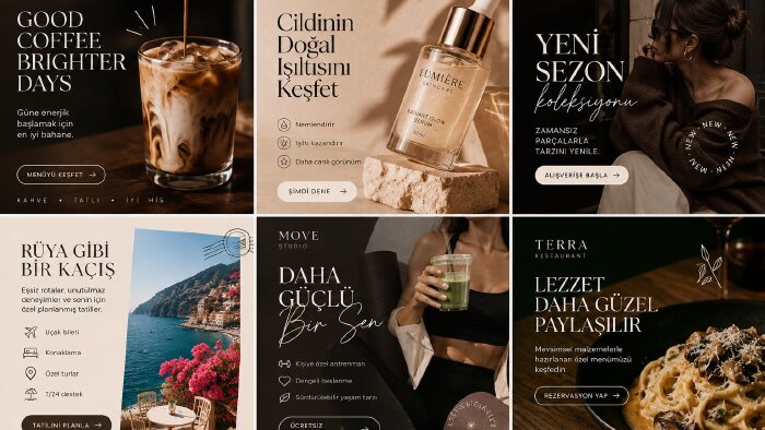 sosyal medya için modern post ve story tasarlarım