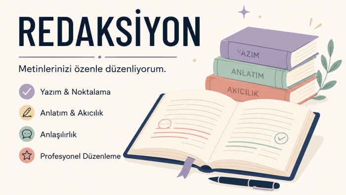 metinlerinizi düzenler ve redakte ederim