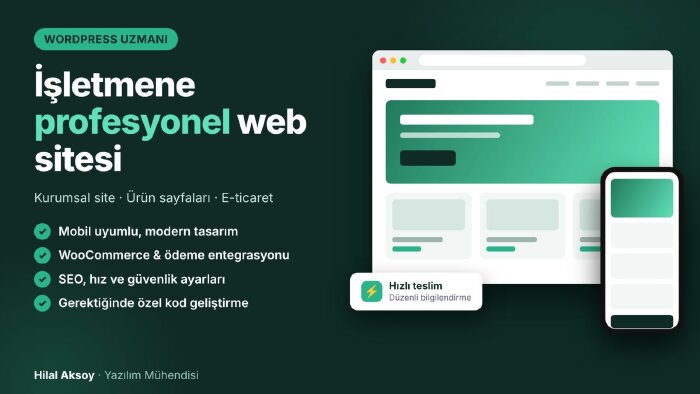 işletmen için WordPress ile profesyonel web sitesi kurarım