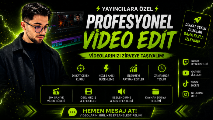 videolarınızı profesyonelce editleyebilirim