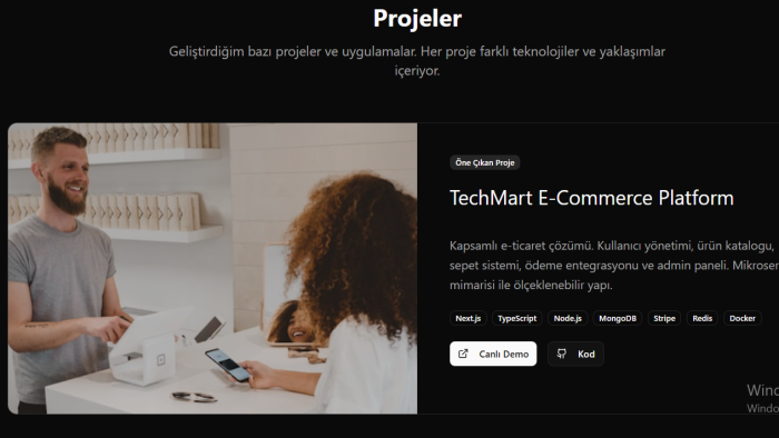 modern React ile profesyonel web sitesi geliştiririm