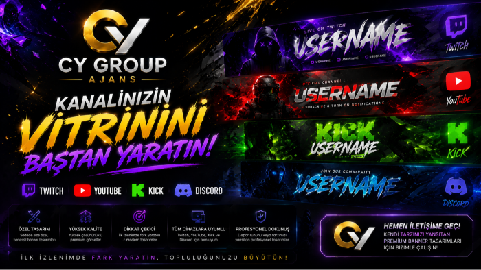 yayıncılar ve esporcular için premium banner tasarlarım