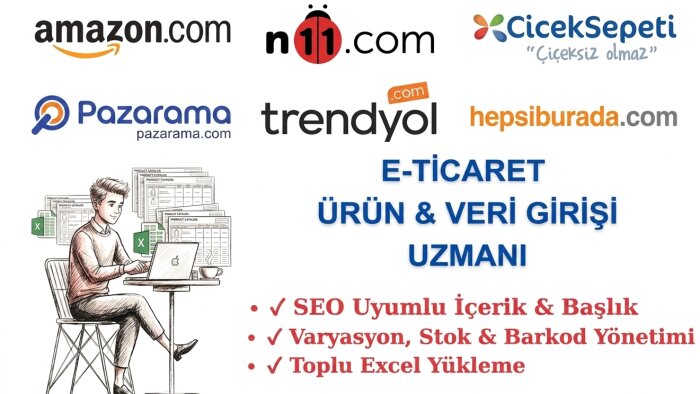 e-ticaret sitelerinize ve pazaryerlerine ürün girişi yaparım
