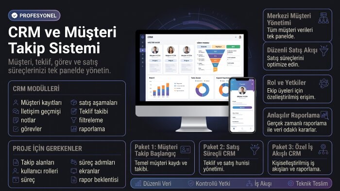 CRM ve müşteri takip sistemi geliştiririm