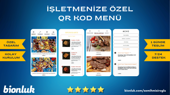 restoran, cafe ve pastanelere özel QR menü oluşturuyorum