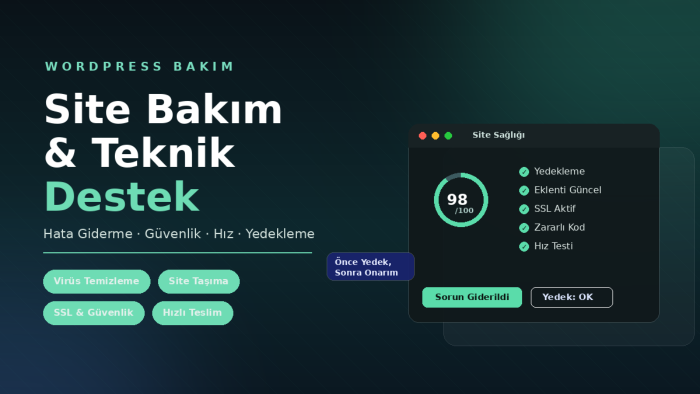 WordPress sitenizin bakımını ve onarımını yaparım
