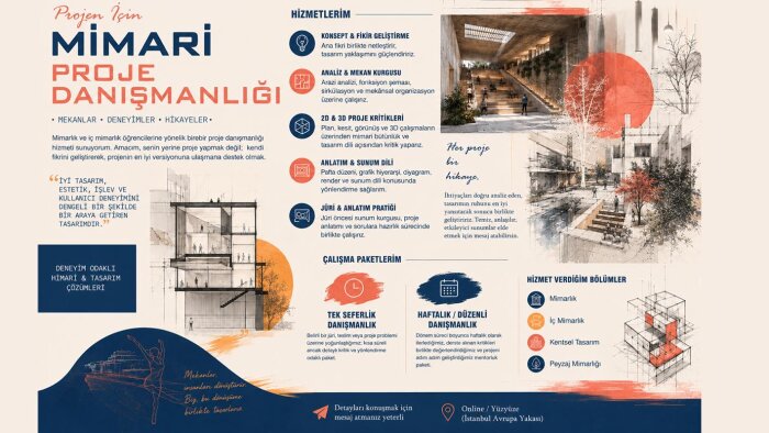 lisans düzeyinde mimari proje ve jüri danışmanlığı yapıyorum