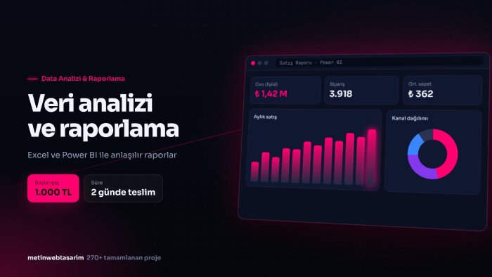 Excel ve Power BI ile veri analizi ve rapor hazırlarım