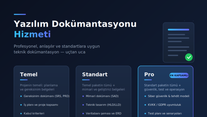 yazılım projeleriniz için  teknik dokümanlar hazırlarım