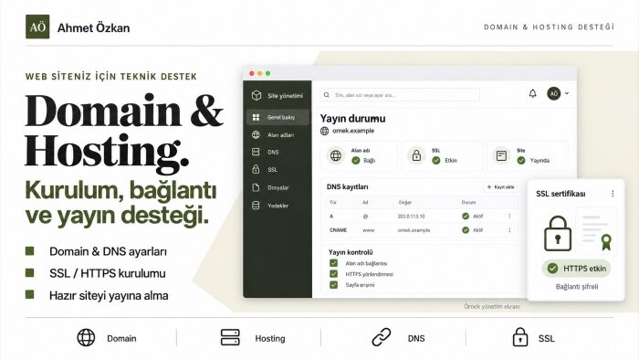 domain, hosting ve SSL kurulumunuzu yaparım