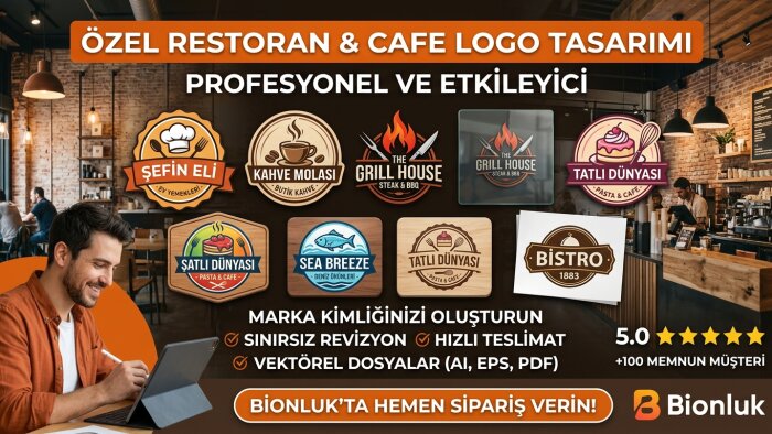  restoran ve kafeler için profesyonel logo tasarlıyorum