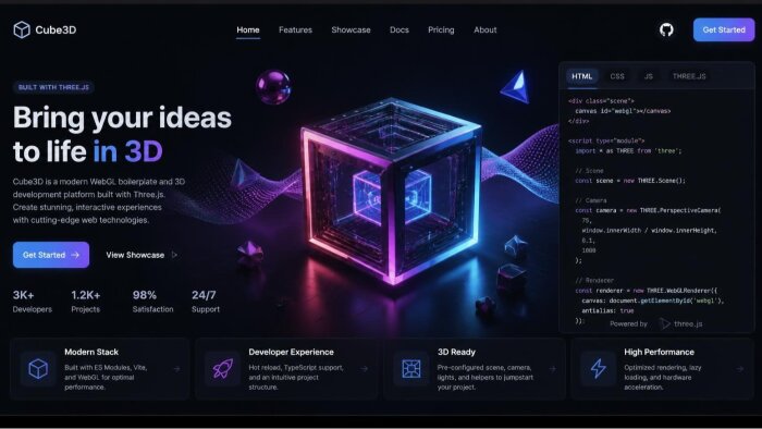 sizin için 3D web sitesi three.js geliştiririm