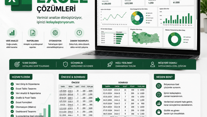 şirketiniz için profesyonel Excel çözümleri sunarım