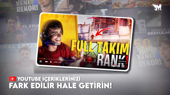youtube videolarınız için thumbnail tasarlayabilirim