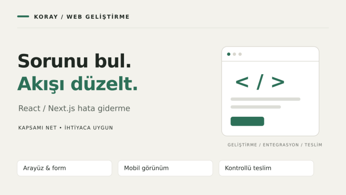 React ve Next.js sitenizdeki hataları gideririm