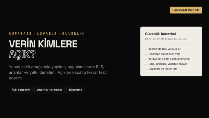 Supabase ve Lovable uygulamanı güvenlik için denetlerim