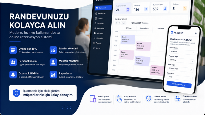 işletmeniz için online rezervasyon sistemi geliştiririm