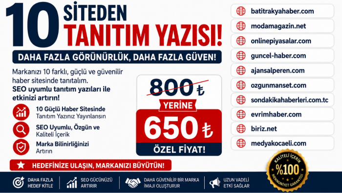 10 adet news kayıtlı haber sitesinde tanıtım yaparım