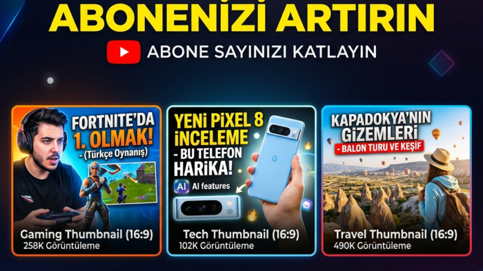 YouTube için banner ve thumbnail tasarlarım