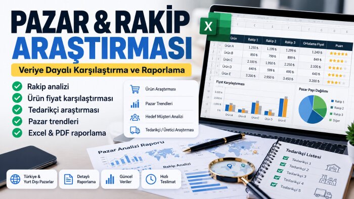 ürün, rakip ve pazar araştırması yaparım
