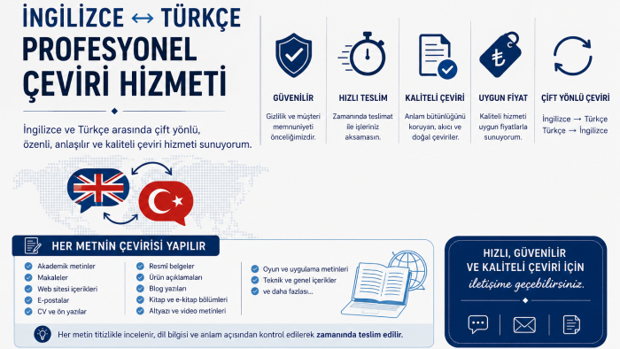 her tür metni çift taraflı İngilizce-Türkçe çeviri yaparım