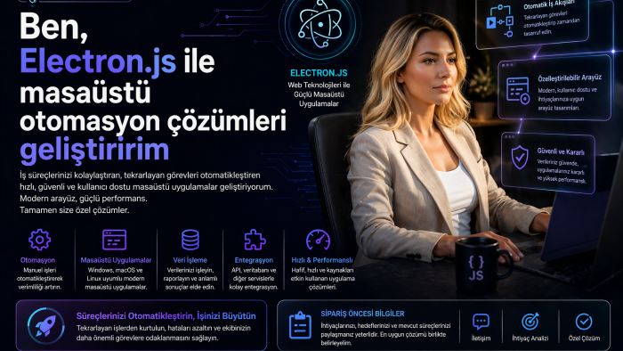 Electron.js ile masaüstü otomasyon çözümleri geliştiririm