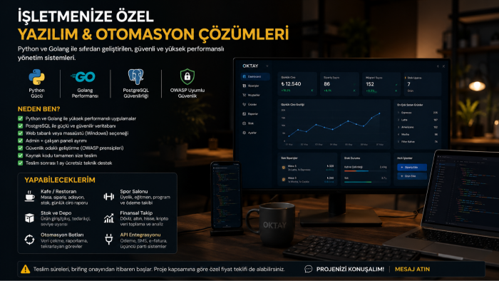 işletmeniz için özel otomasyon yazılımı geliştiririm