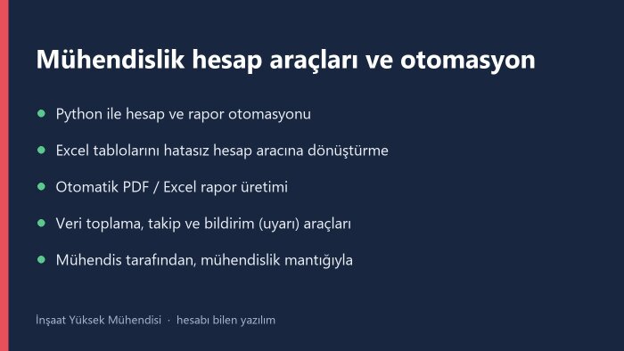 mühendislik hesap araçları ve otomasyon geliştiririm