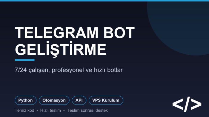 profesyonel Telegram botu geliştiririm