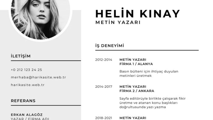 ihtiyacınız olan CV yi hazırlayabilirim