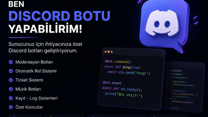 sizlere özel discord botu programlayabilirim