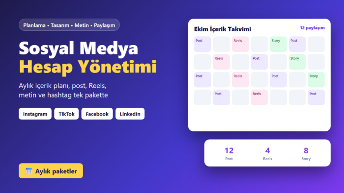 sosyal medya hesaplarınızı aylık olarak yönetirim