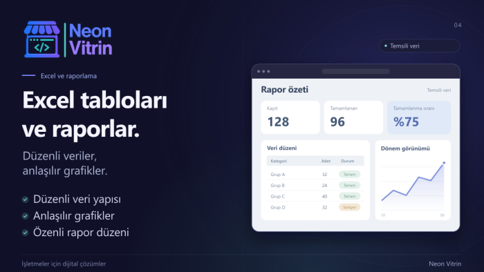 Excel tablosu, grafik ve rapor hazırlayabilirim