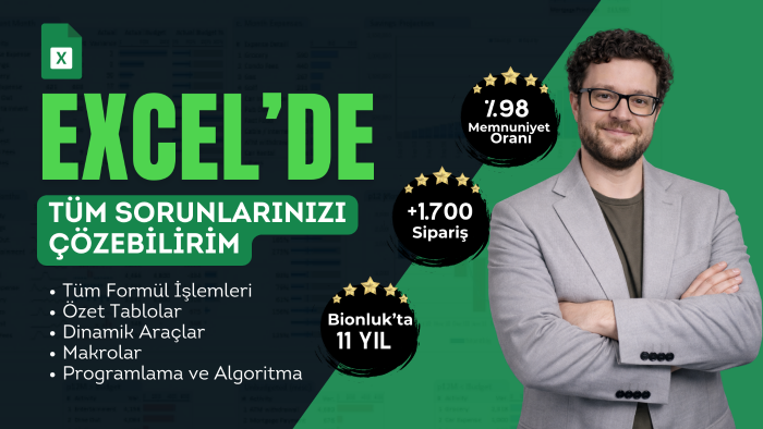 excelde görseli güçlü analiz yaparım, sorunlarınızı çözerim