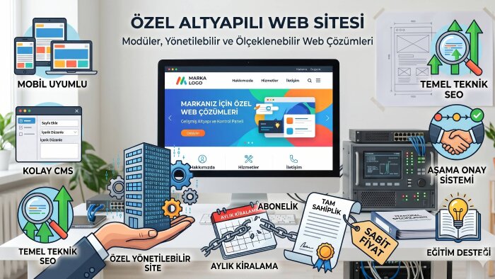 markanıza özel yönetilebilir web sitesi geliştiriyorum