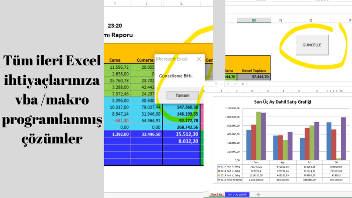 Excel VBA Makro da uzmanım, her türlü otomasyon yazarım