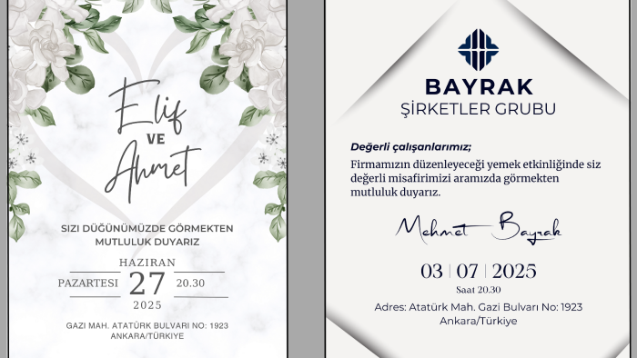 özel günleriniz için özel davetiyeler hazırlayabilirim