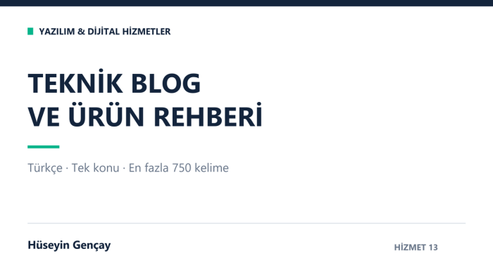 Türkçe teknik blog yazısı ve ürün rehberi hazırlarım