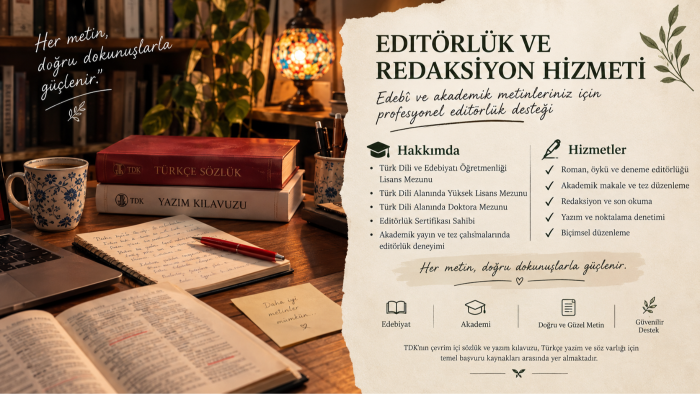 edebi ve bilimsel metinlerinizin editörlüğünü yaparım