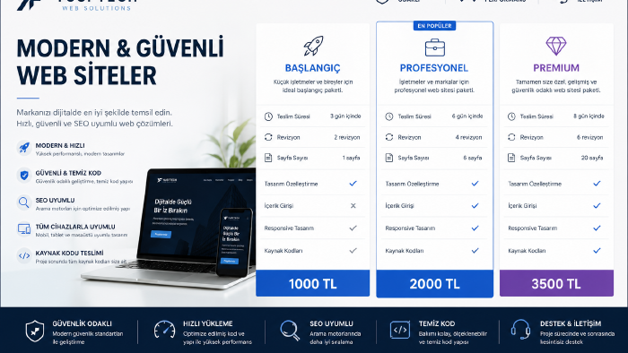 modern ve mobil uyumlu web siteleri geliştiririm