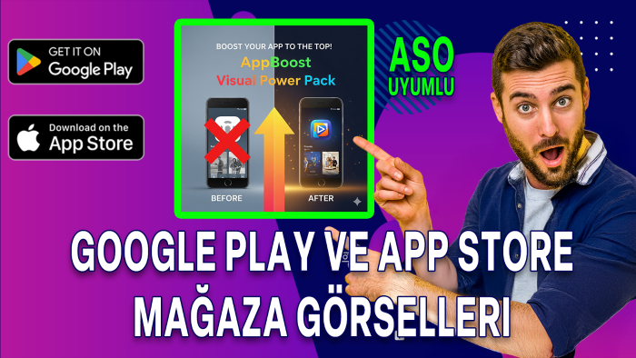 ASO uyumlu mobil mağaza görselleri tasarlarım