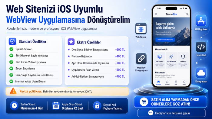 web sitenizi ios webview uygulamasına çevirebilirim