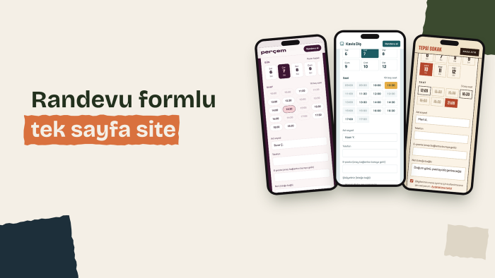 randevu formlu tek sayfa web sitesi kurarım