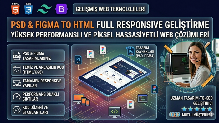 "Psd, Figma to Html"  Full Responsive olarak kodlarım
