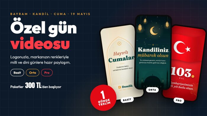 markanız için özel gün ve bayram kutlama videosu hazırlarım