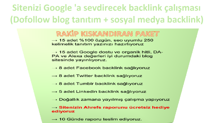 sitenizi Google 'a sevdirecek backlink çalışması yapabilirim